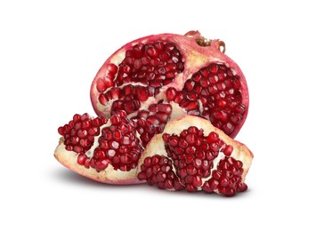 Image of Fresh ripe juicy pomegranate on white background