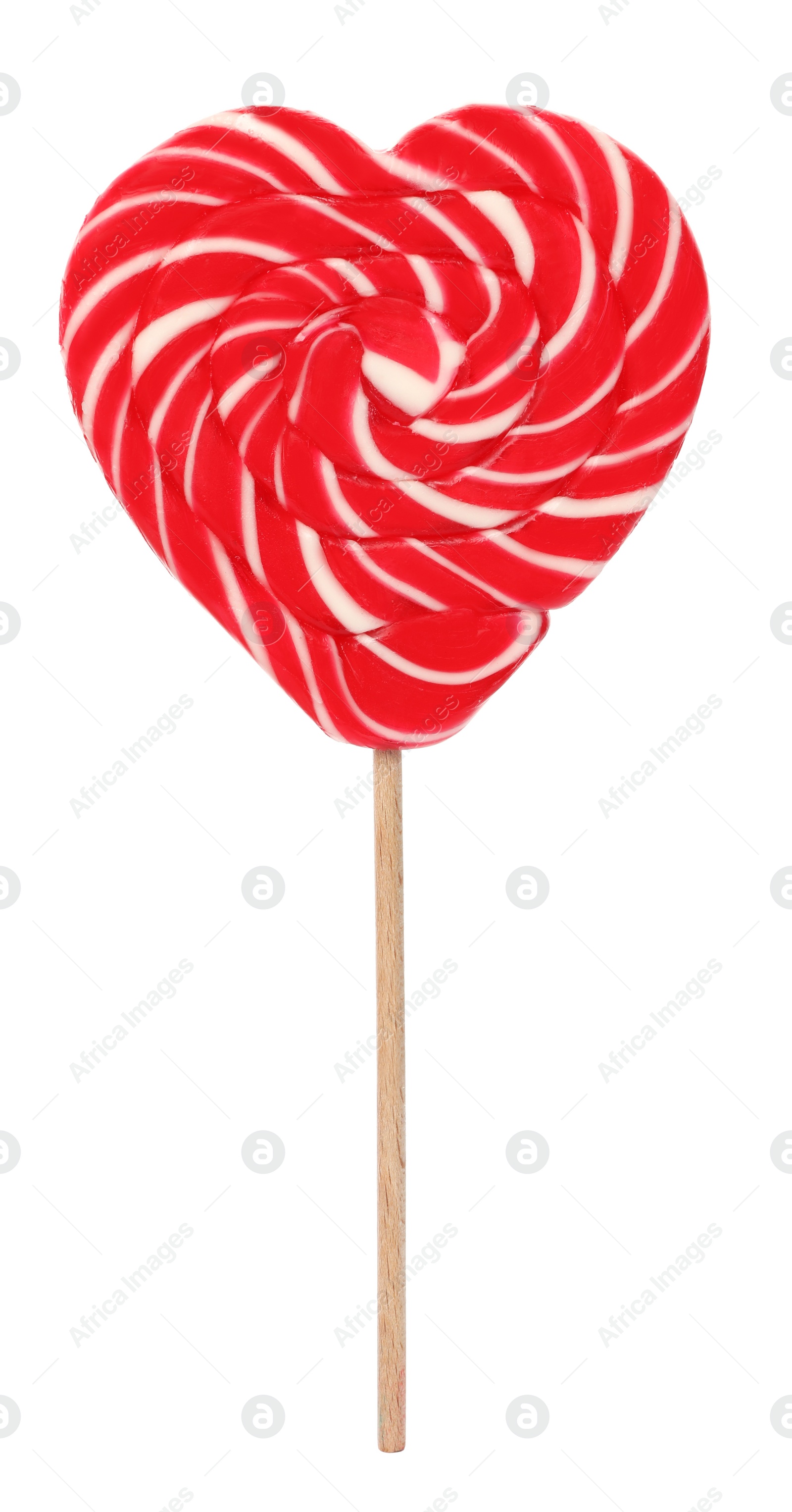 Photo of Sweet heart shaped lollipop isolated on white. Valentine's day celebration