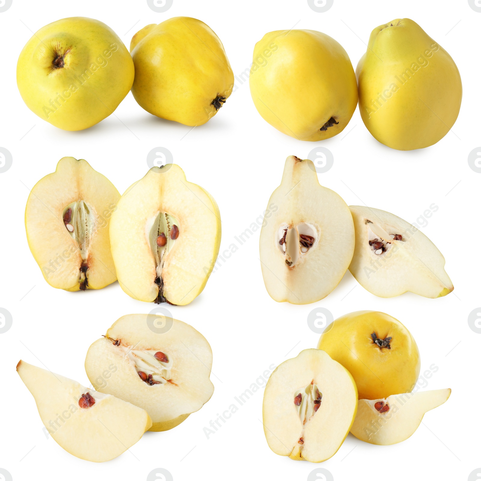 Image of Fresh ripe quince fruits isolated on white, set