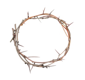 Crown of thorns isolated on white. Easter attribute