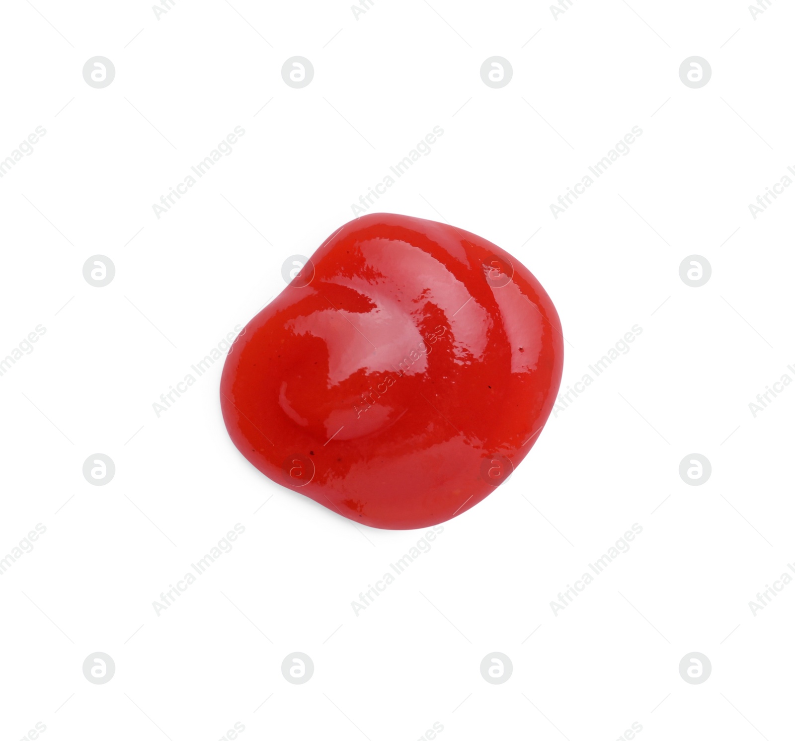 Tasty ketchup isolated on white, top view Photo of Tasty ketchup isolated on white, top view