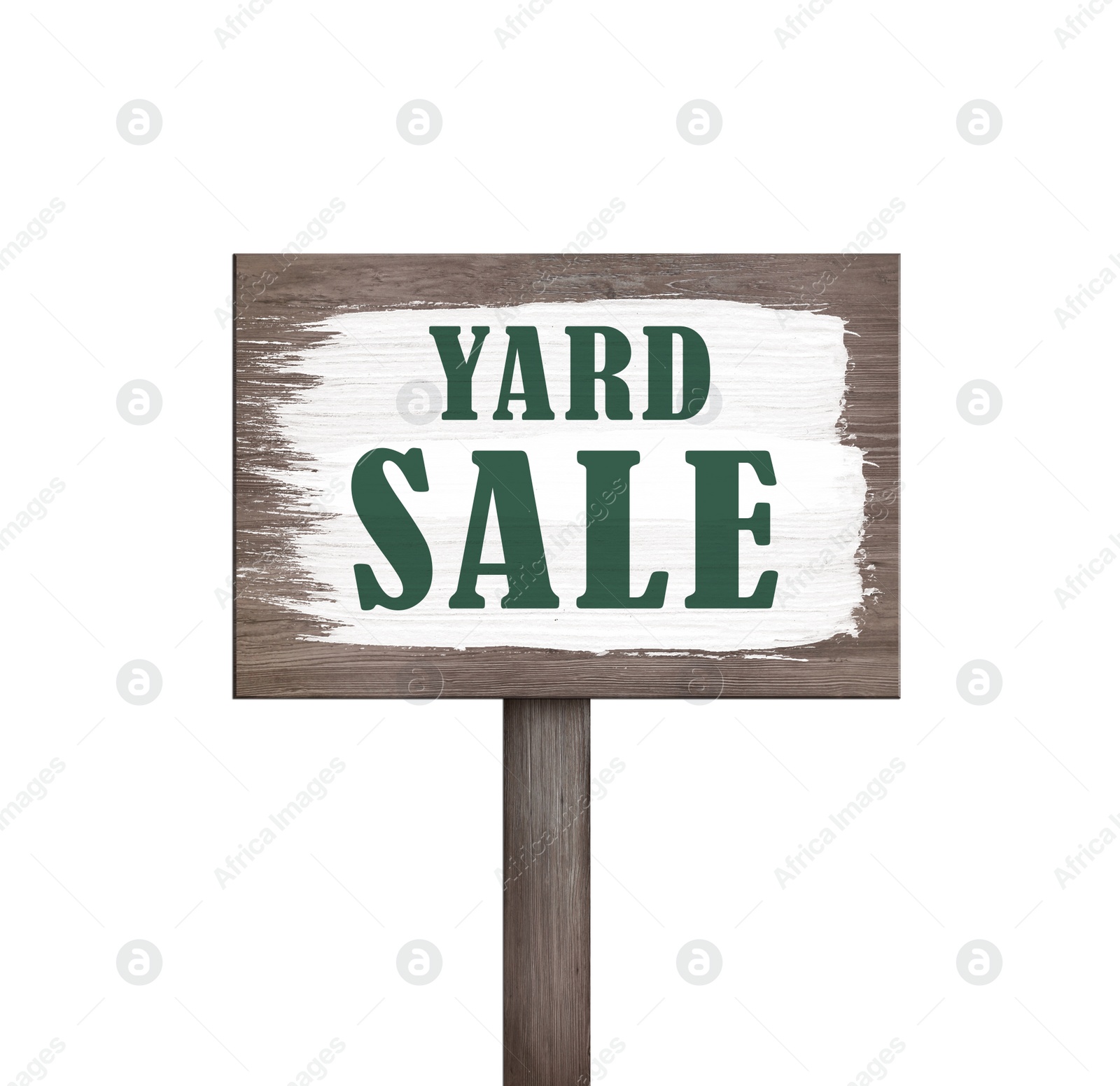 Image of Wooden sign with words Yard Sale isolated on white