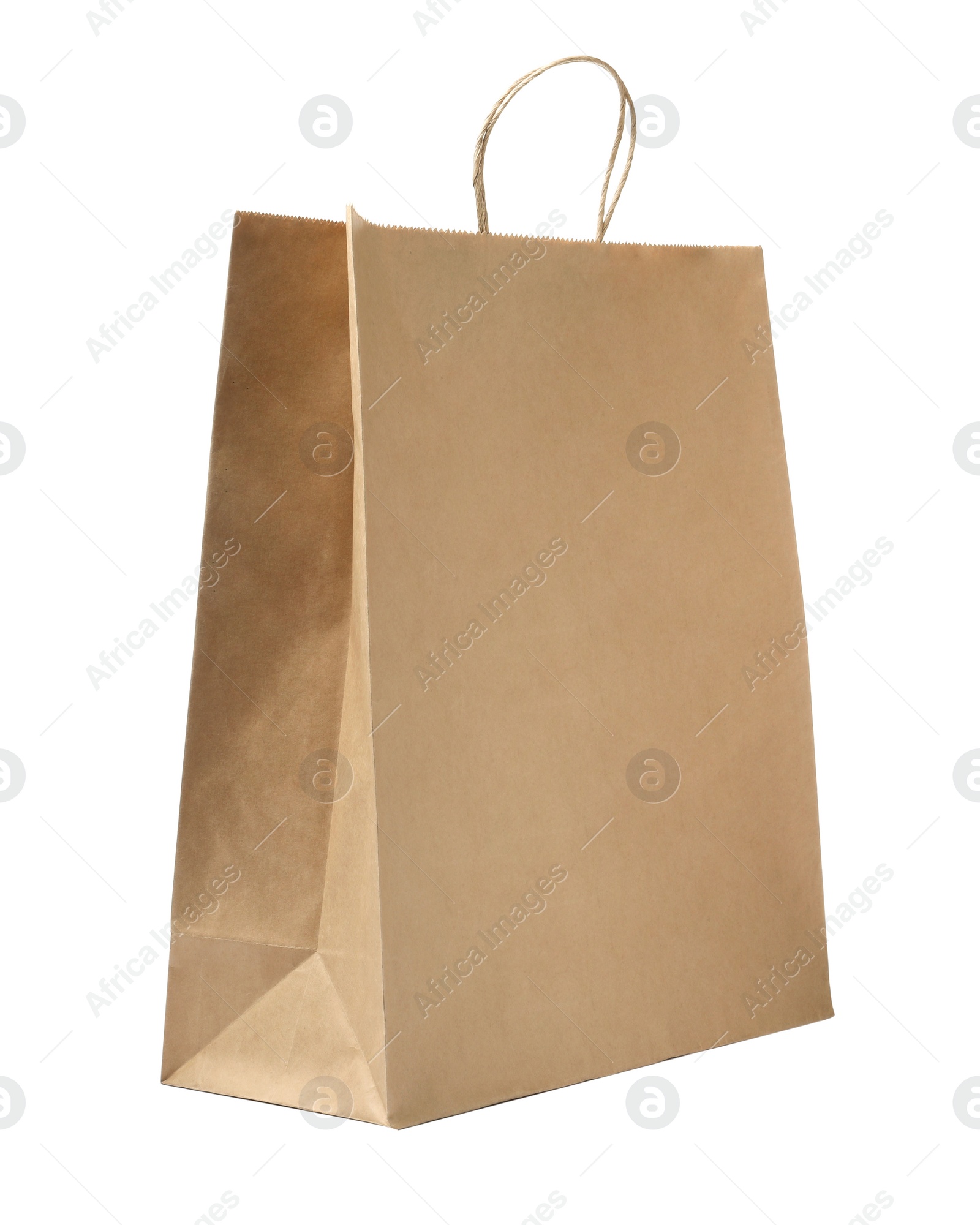 Photo of Empty shopping paper bag isolated on white