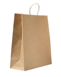 Photo of Empty shopping paper bag isolated on white