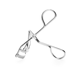 Photo of Eyelash curler isolated on white. Makeup tool