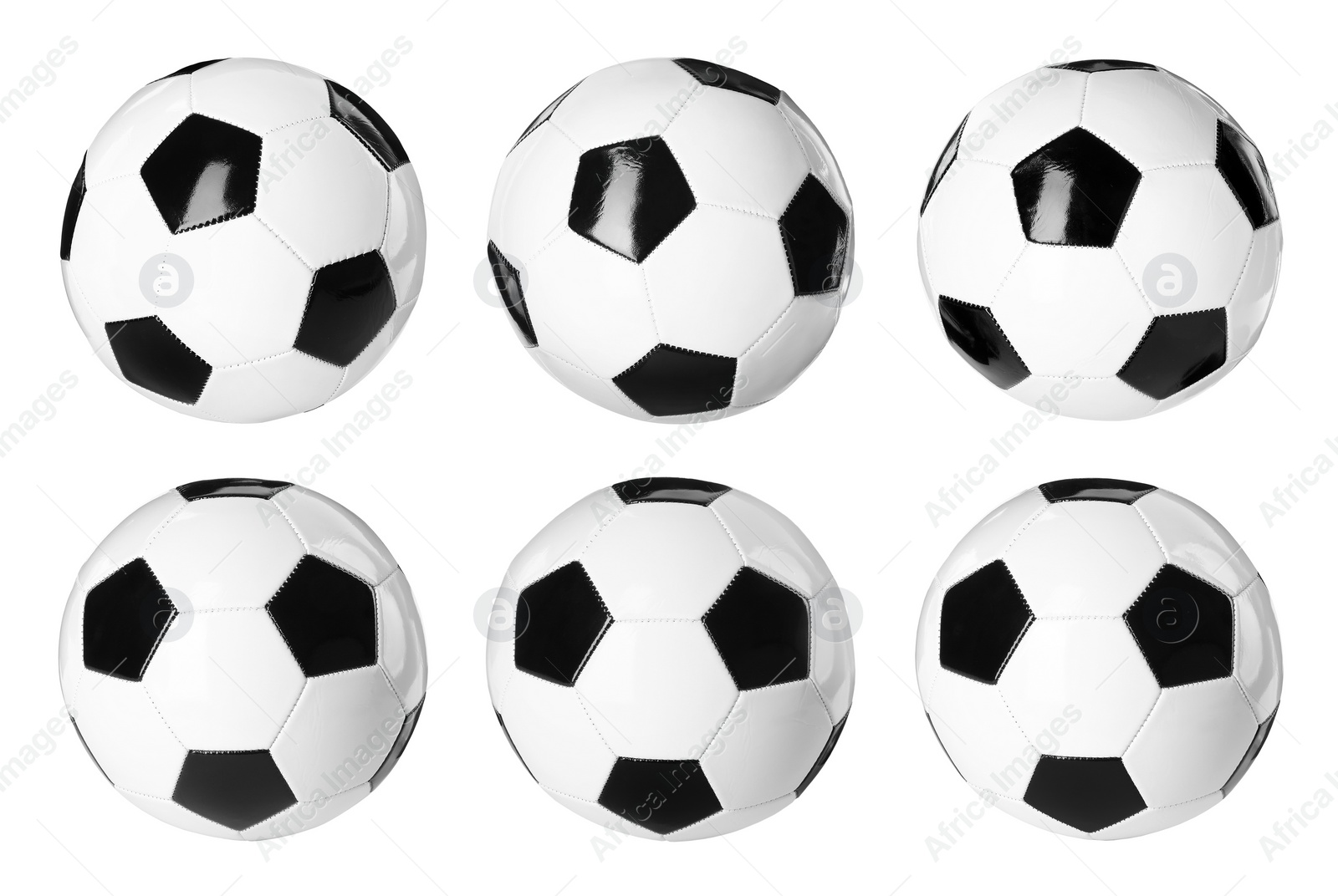 Image of Soccer ball isolated on white, different sides