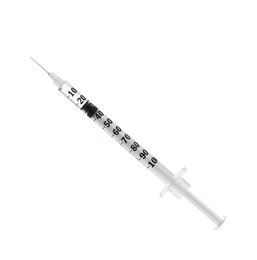 Disposable syringe with needle isolated on white