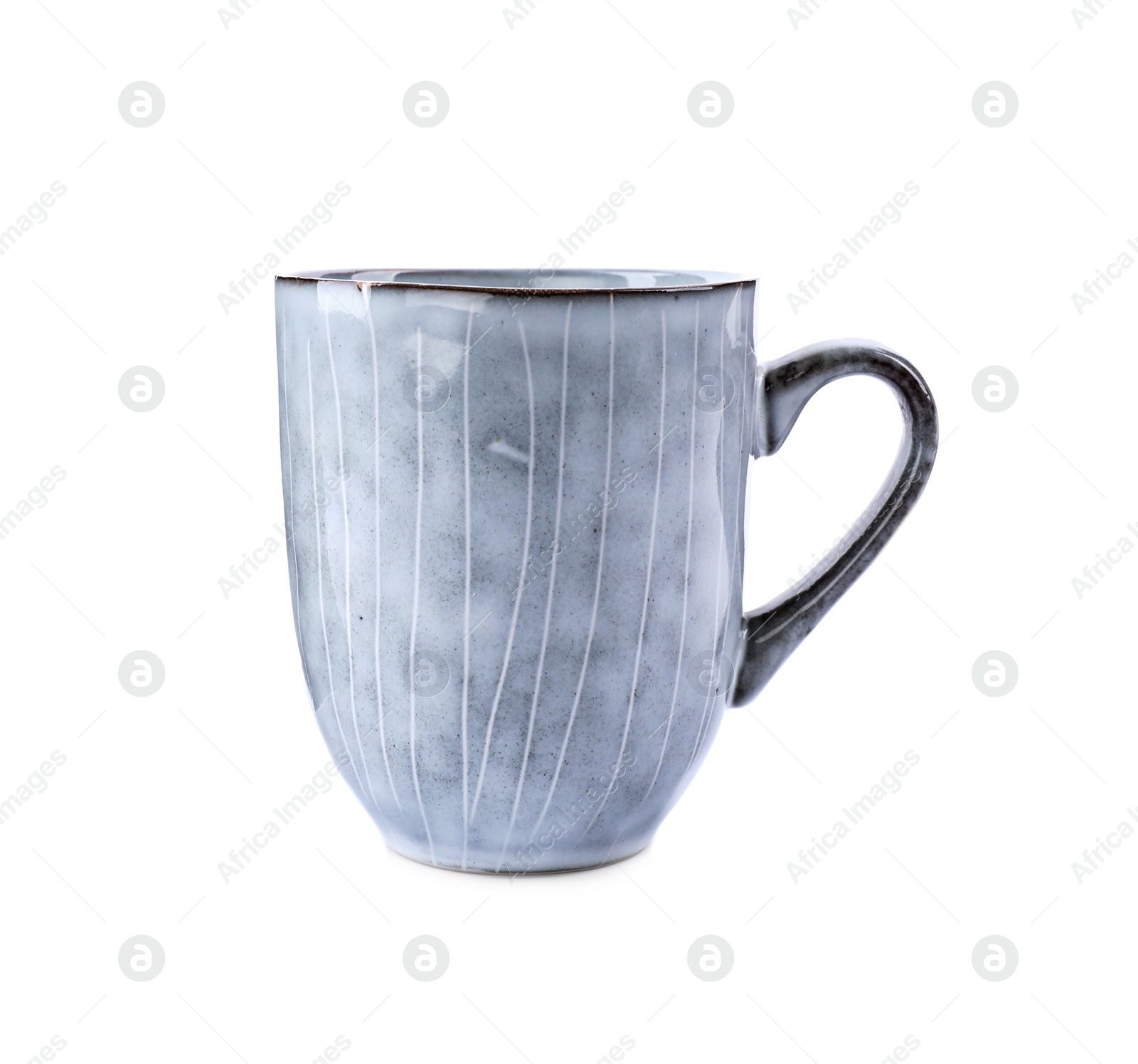 Photo of New cup isolated on white. Kitchen tableware