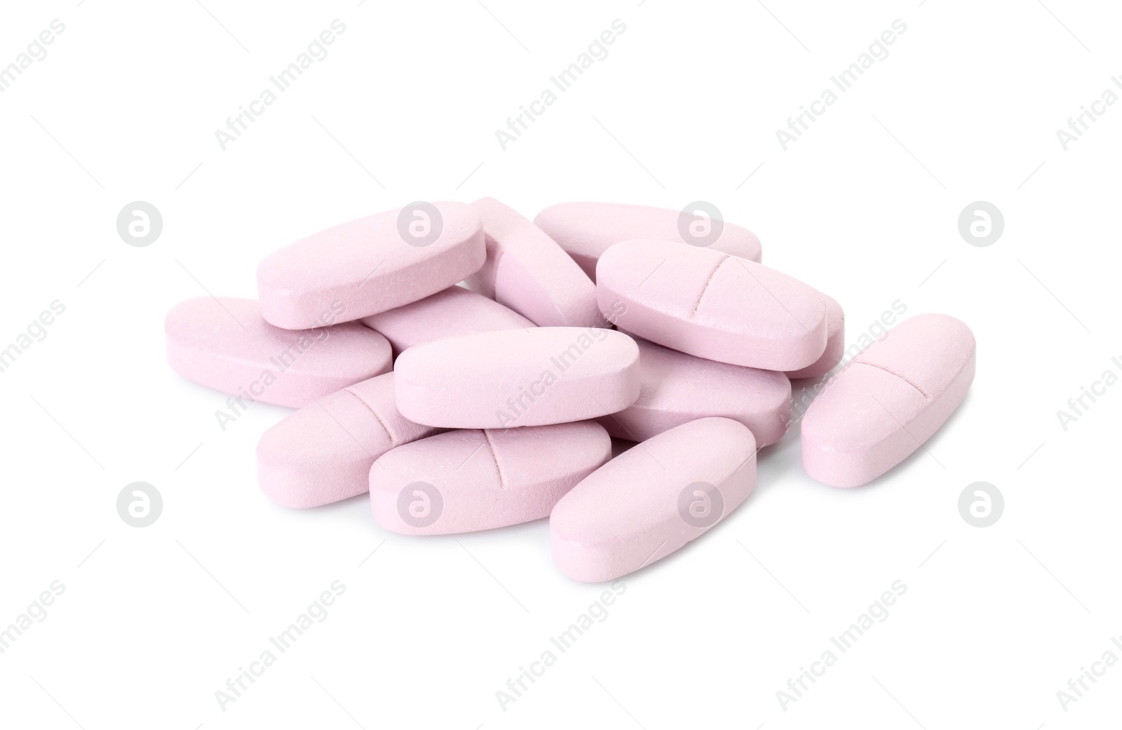 Photo of Vitamin pills isolated on white. Health supplement