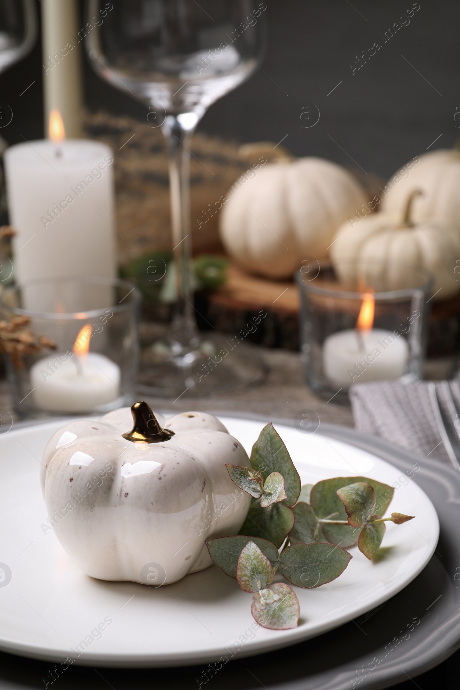 Photo of Beautiful autumn place setting and decor on table