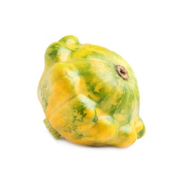 Photo of Fresh ripe yellow pattypan squash isolated on white