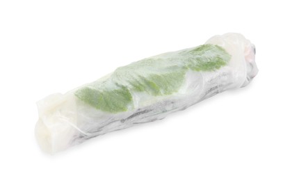 Delicious spring roll wrapped in rice paper isolated on white