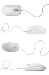 Image of Modern computer mouse collection on white background