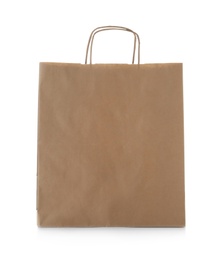 Mockup of paper shopping bag on white background