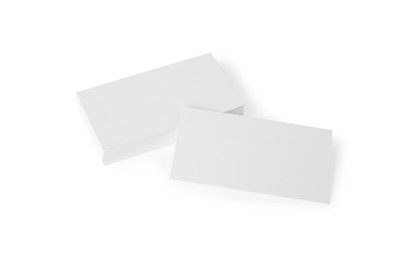 Photo of Blank business cards on white background. Mockup for design