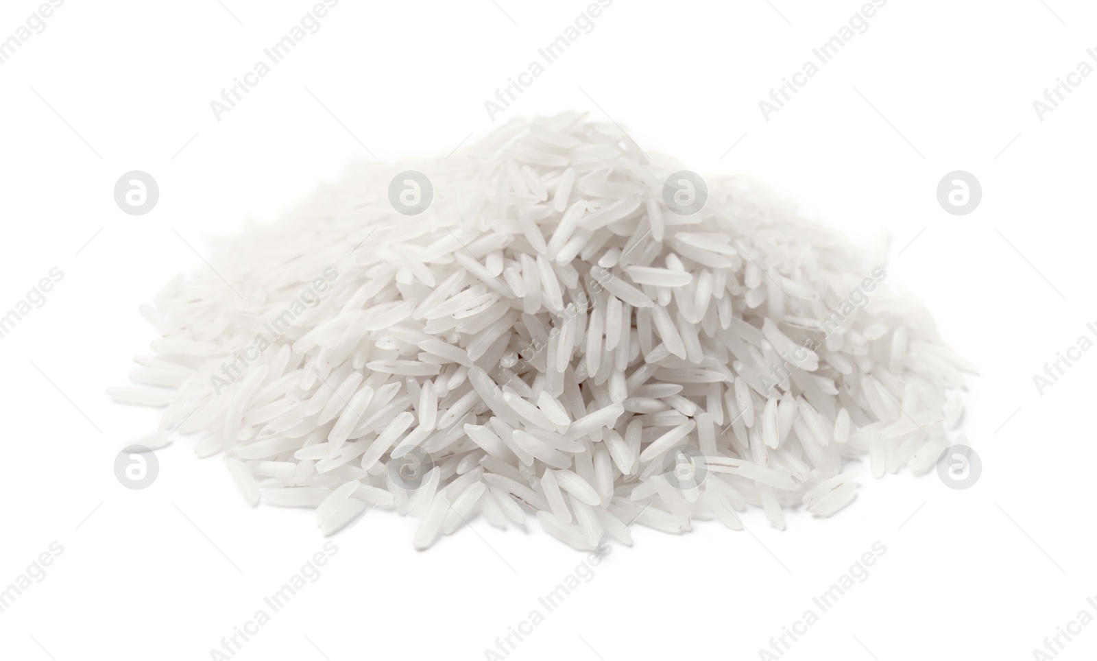 Photo of Pile of raw basmati rice isolated on white