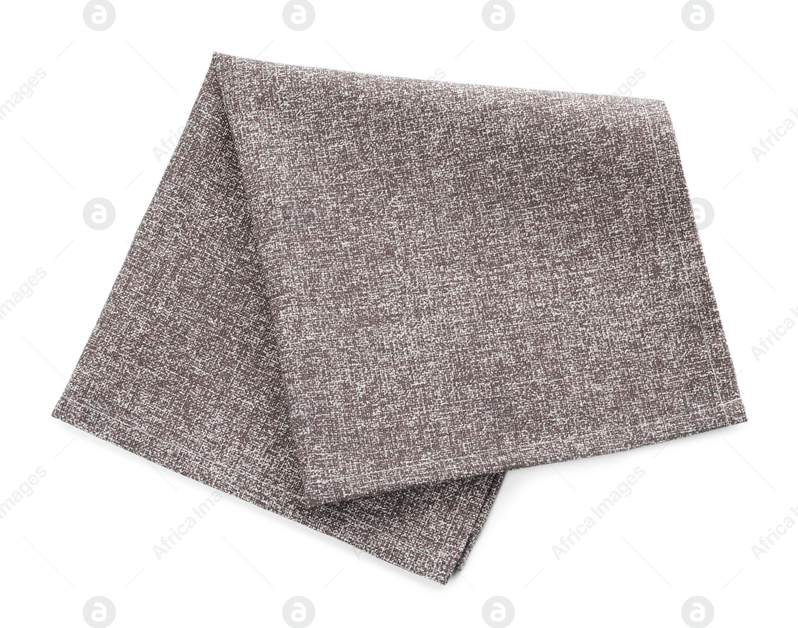 Photo of One grey kitchen napkin isolated on white, top view