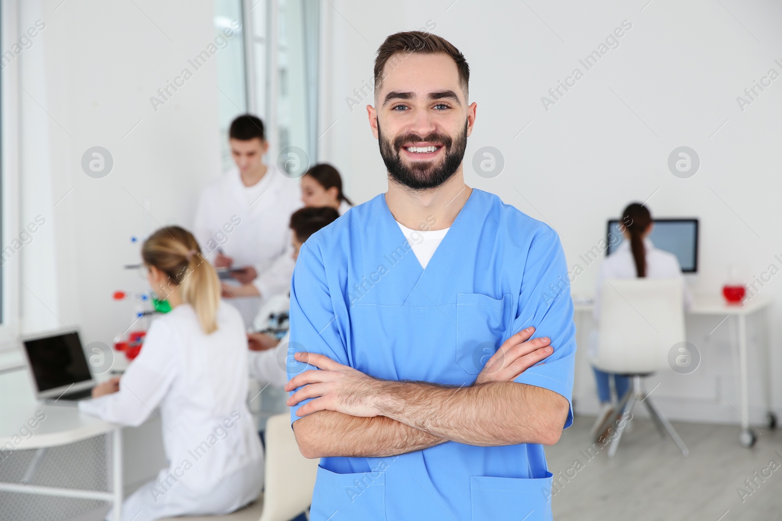 Photo of Portrait of medical student in modern scientific laboratory