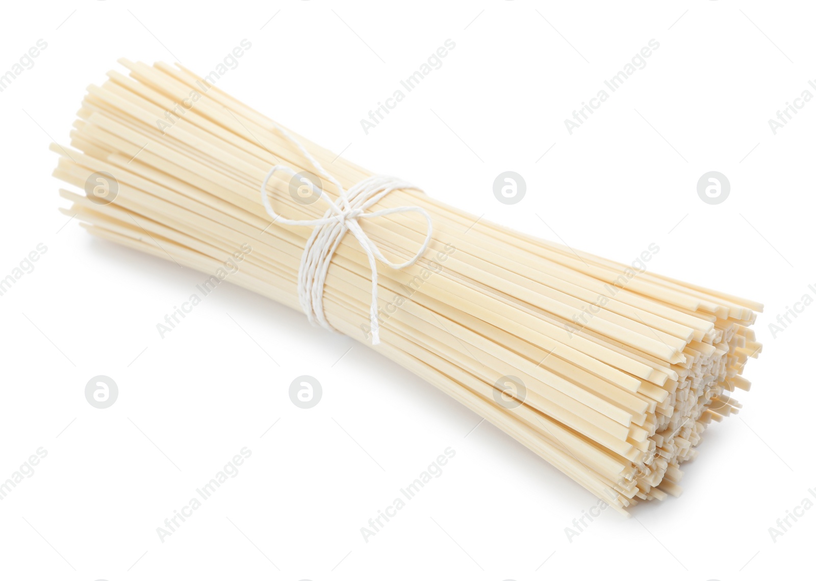 Photo of Bunch of raw rice noodles isolated on white