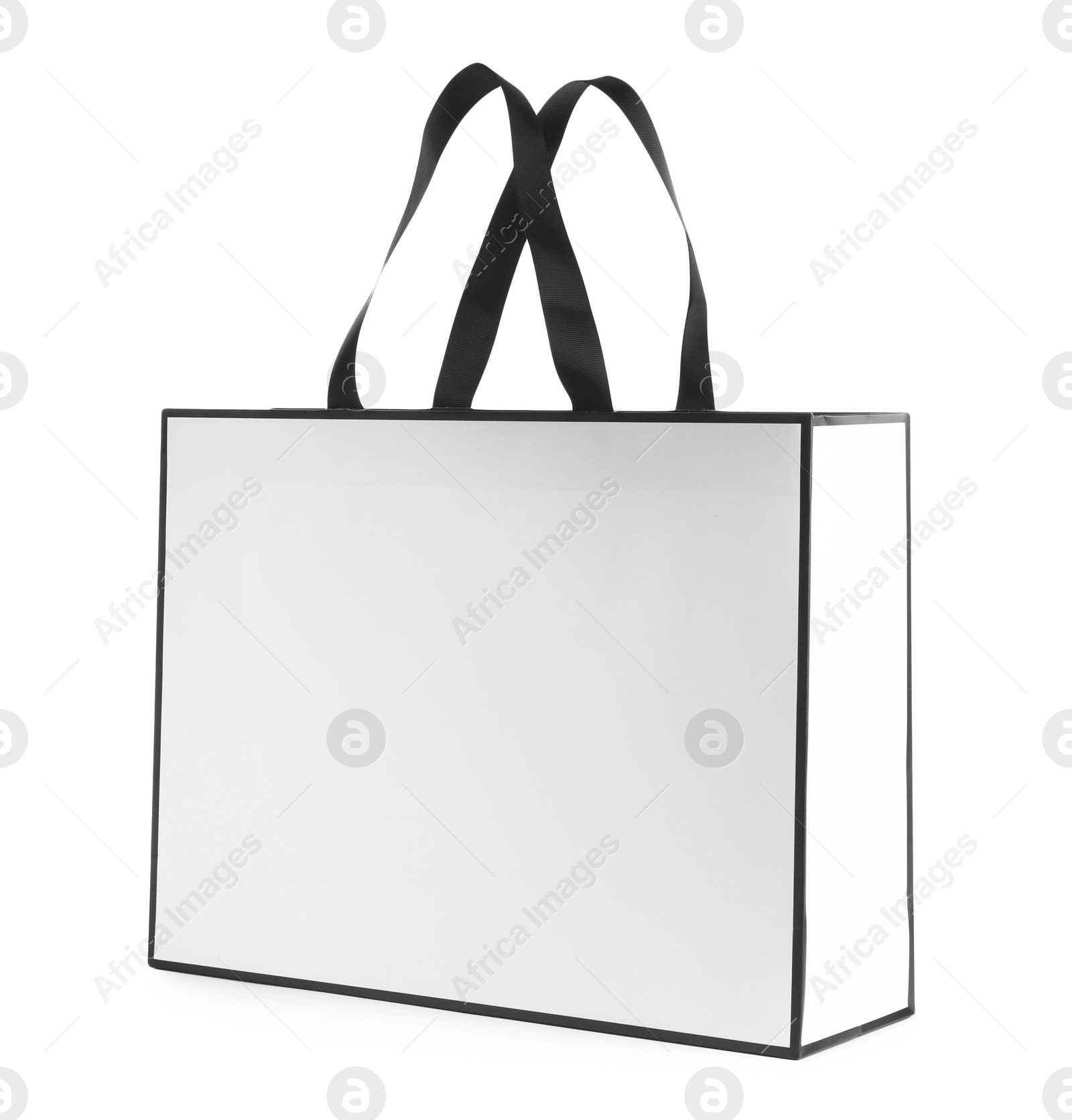 Photo of One paper bag isolated on white. Mockup for design