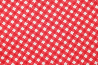 Photo of Red checkered tablecloth as background, top view