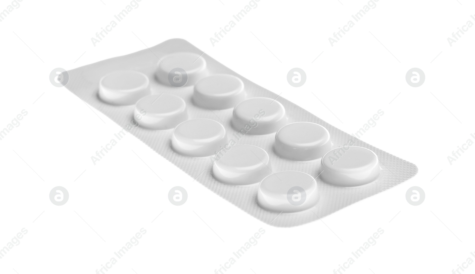 Photo of Pills in blister pack on white background