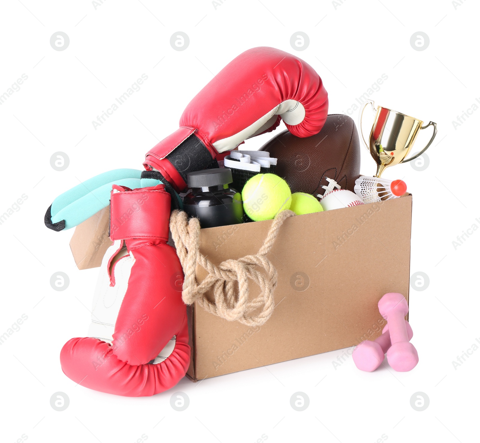 Photo of Box with unwanted stuff isolated on white