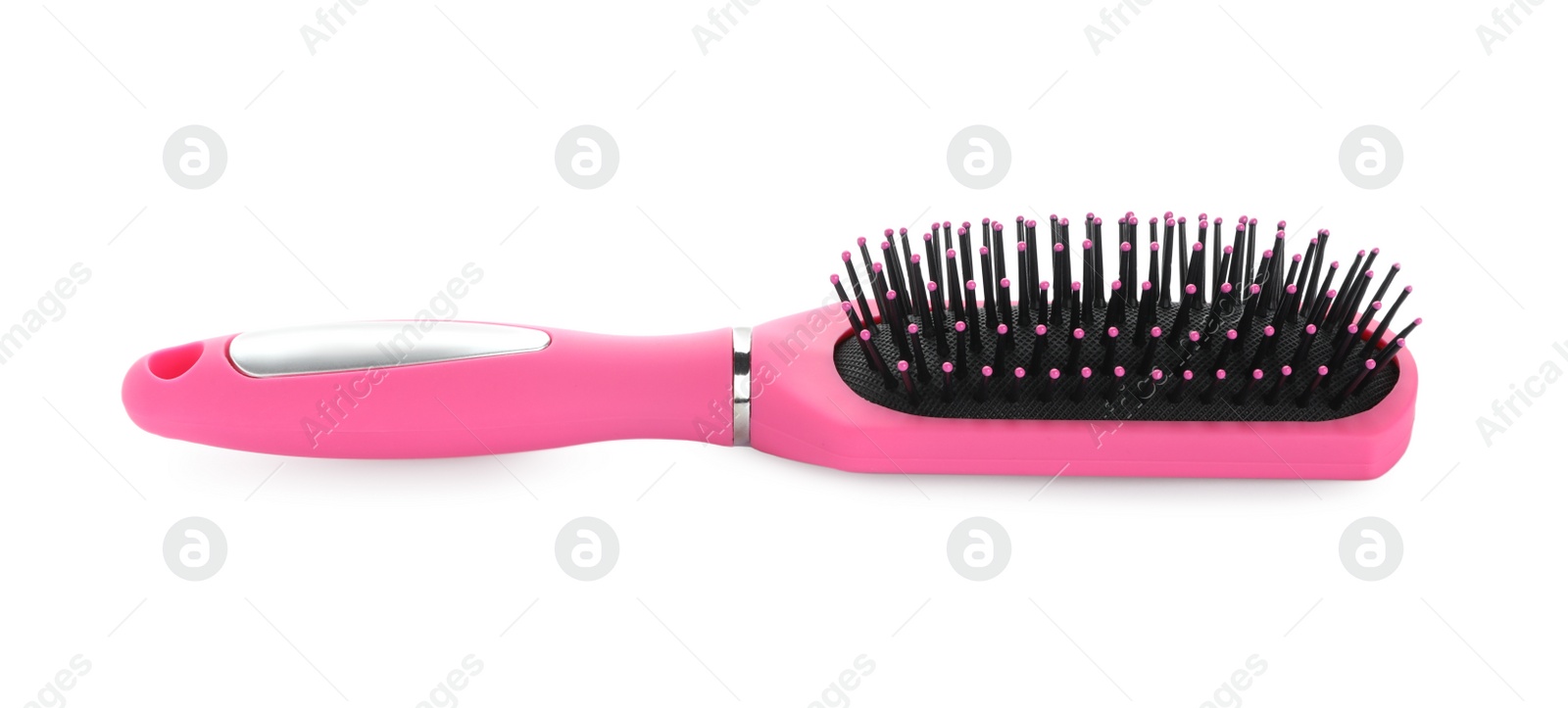 Photo of New modern hair brush isolated on white