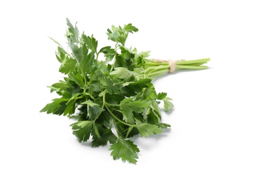 Bunch of fresh green organic parsley on white background