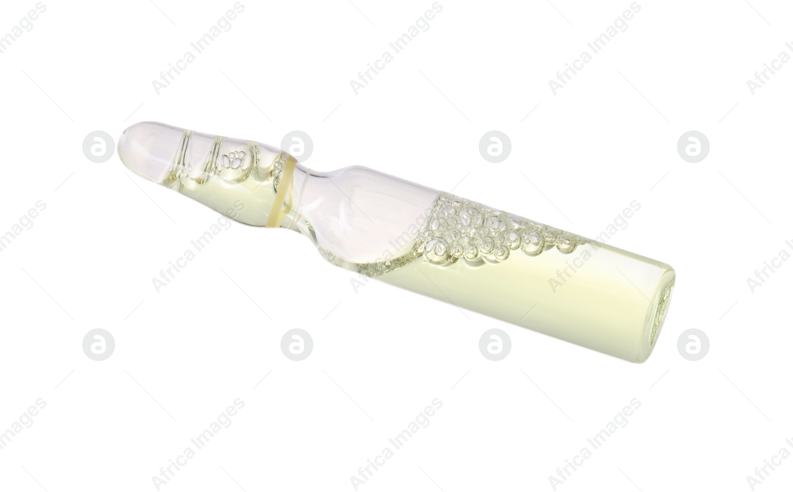 Photo of Glass ampoule with liquid isolated on white