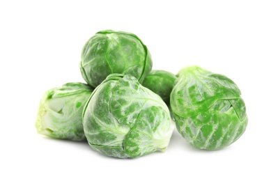 Photo of Fresh tasty Brussels sprouts isolated on white