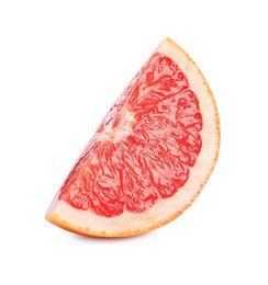 Photo of Citrus fruit. Slice of fresh grapefruit isolated on white