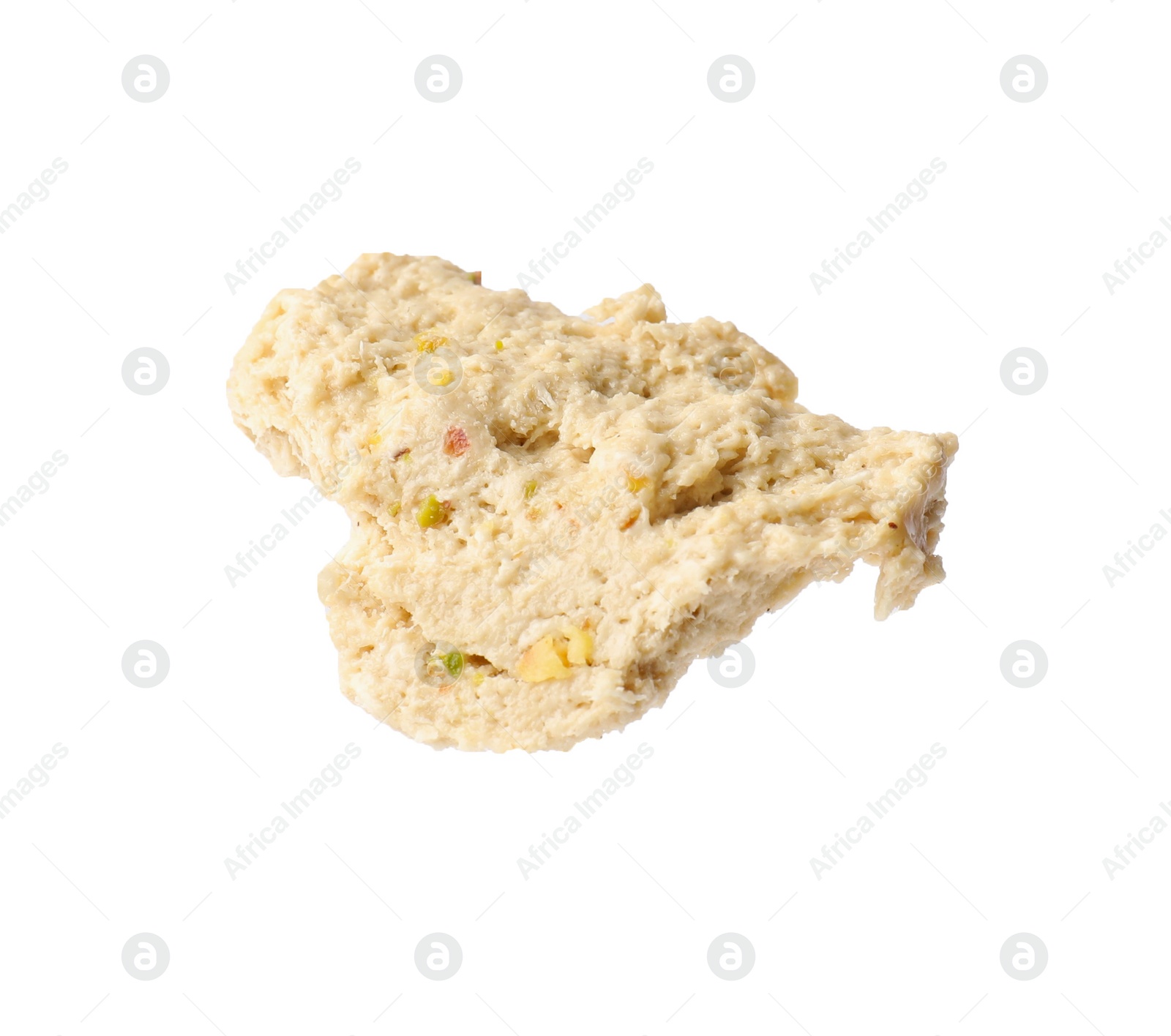 Photo of Piece of tasty pistachio halva isolated on white