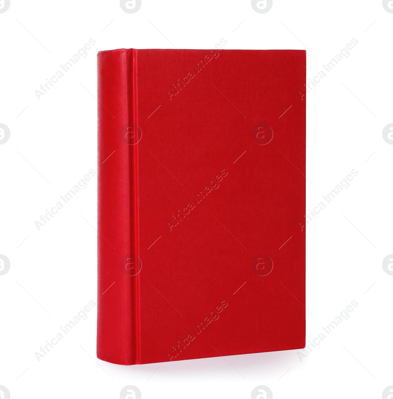 Photo of Closed book with red hard cover isolated on white