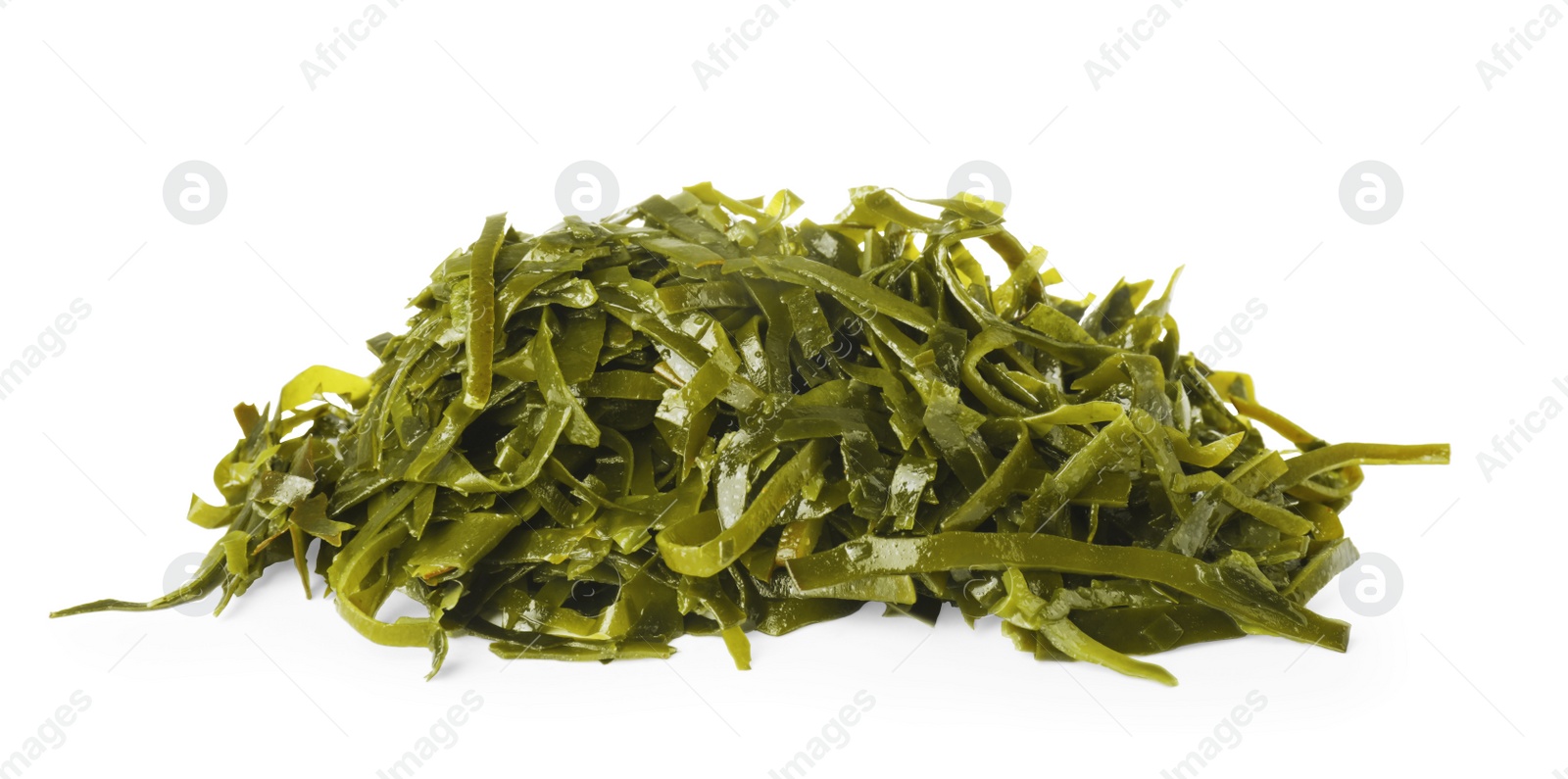 Photo of Fresh laminaria (kelp) seaweed isolated on white