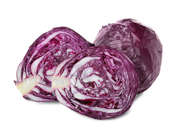 Photo of Fresh ripe red cabbages isolated on white