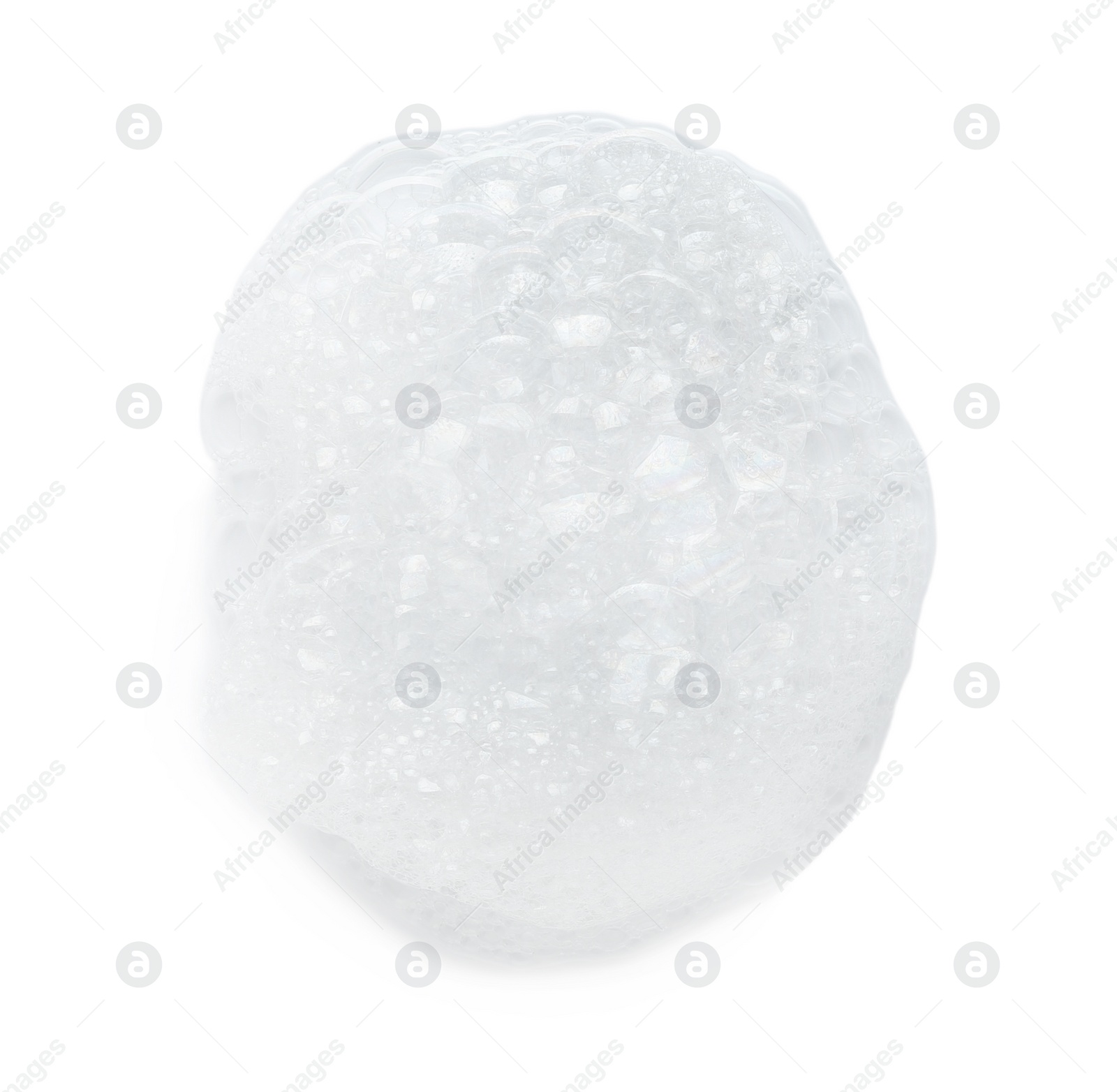 Photo of Drop of bath foam isolated on white, top view