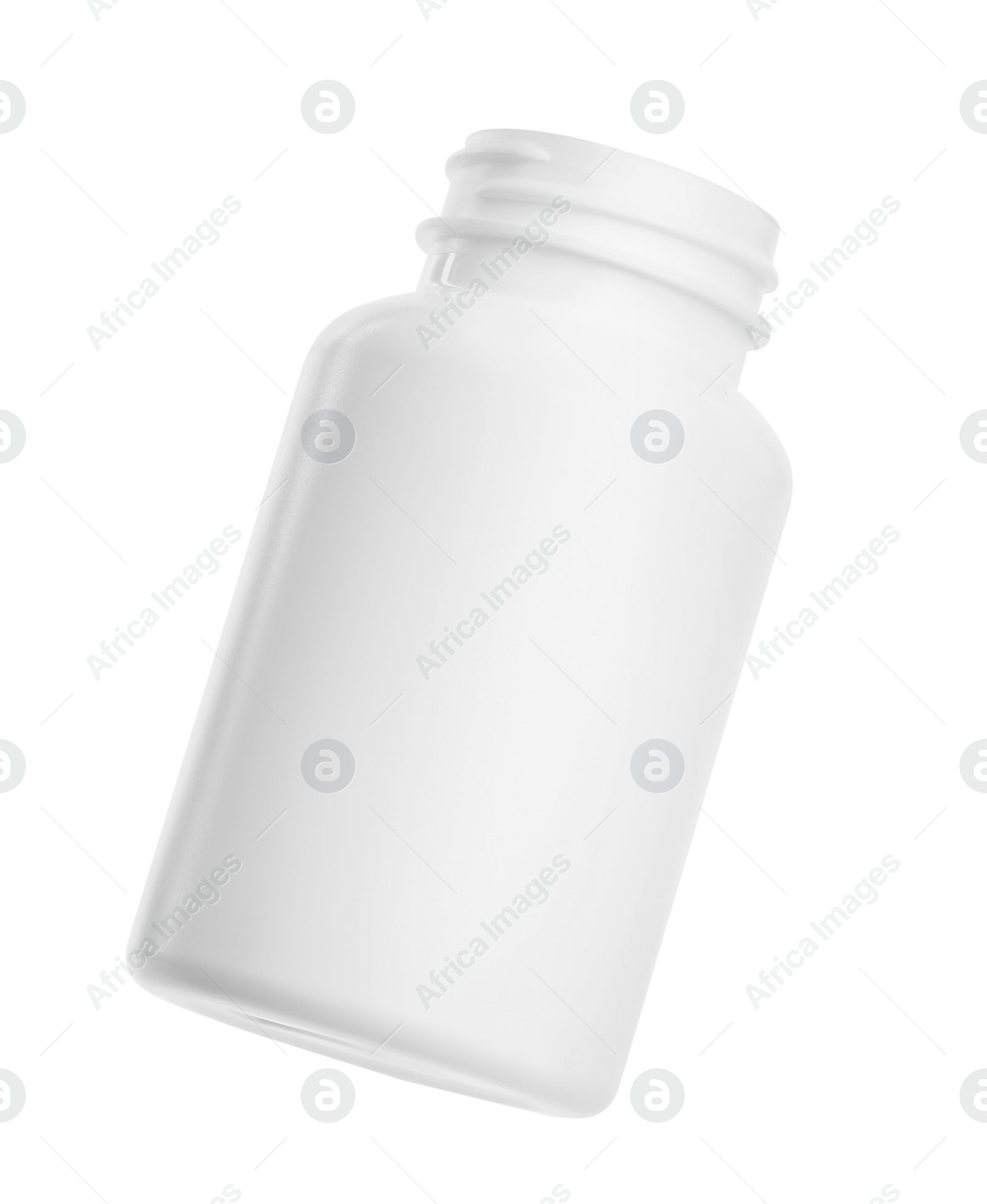 Photo of Blank plastic pill bottle isolated on white