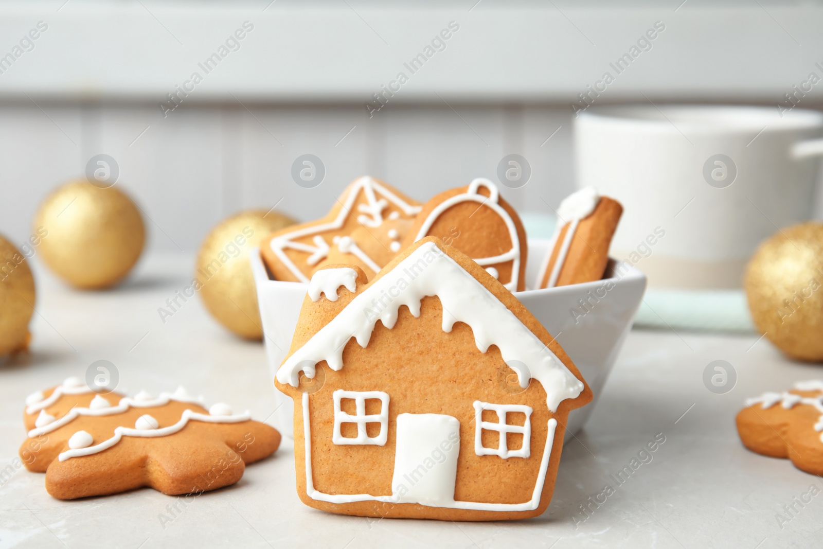 Photo of Tasty homemade Christmas cookies on table