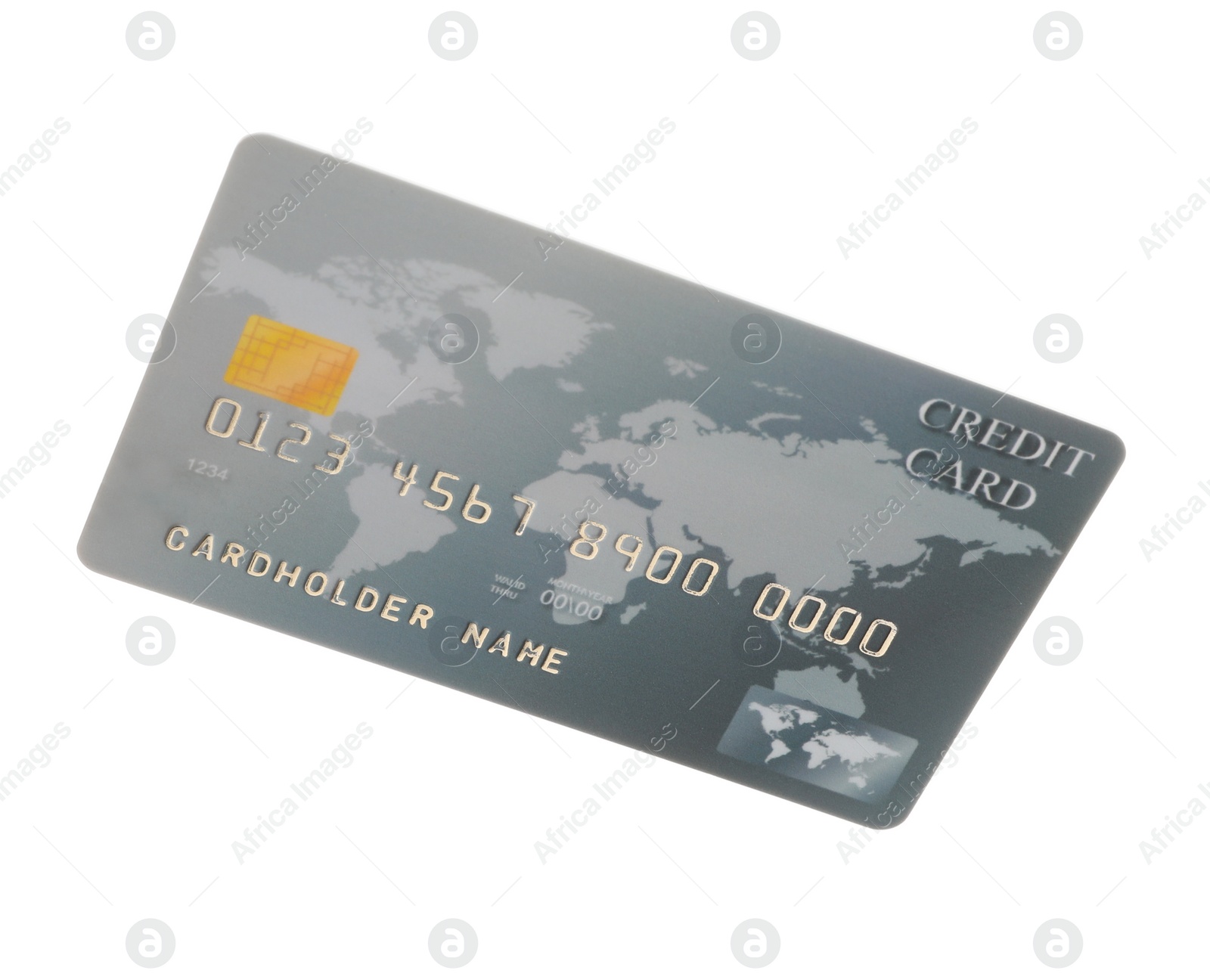 Photo of Grey plastic credit card isolated on white