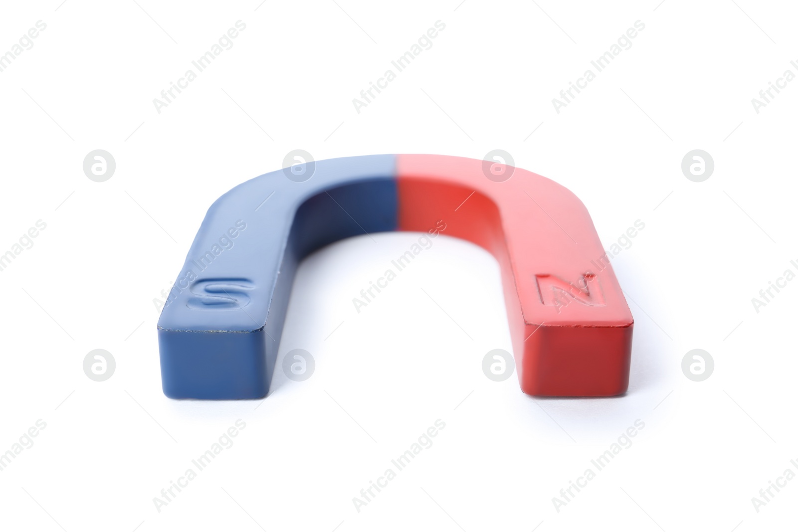 Photo of Red and blue horseshoe magnet isolated on white