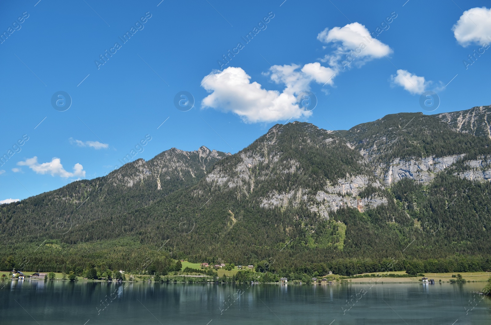 Photo of Beautiful landscape with mountains and river on sunny day