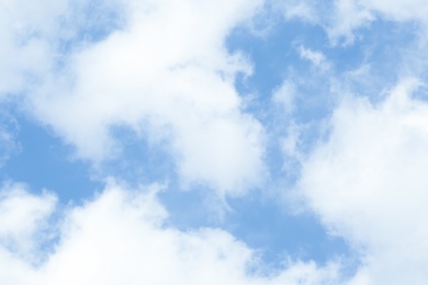 Photo of View of beautiful blue sky with fluffy clouds on sunny day