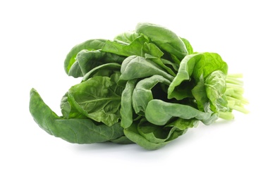 Bundle of fresh spinach isolated on white