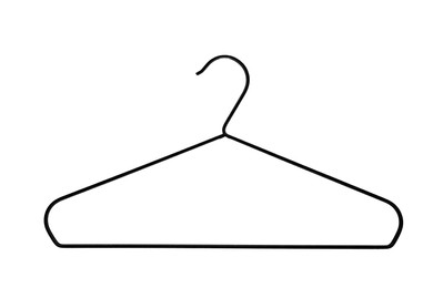 Photo of One empty black hanger isolated on white