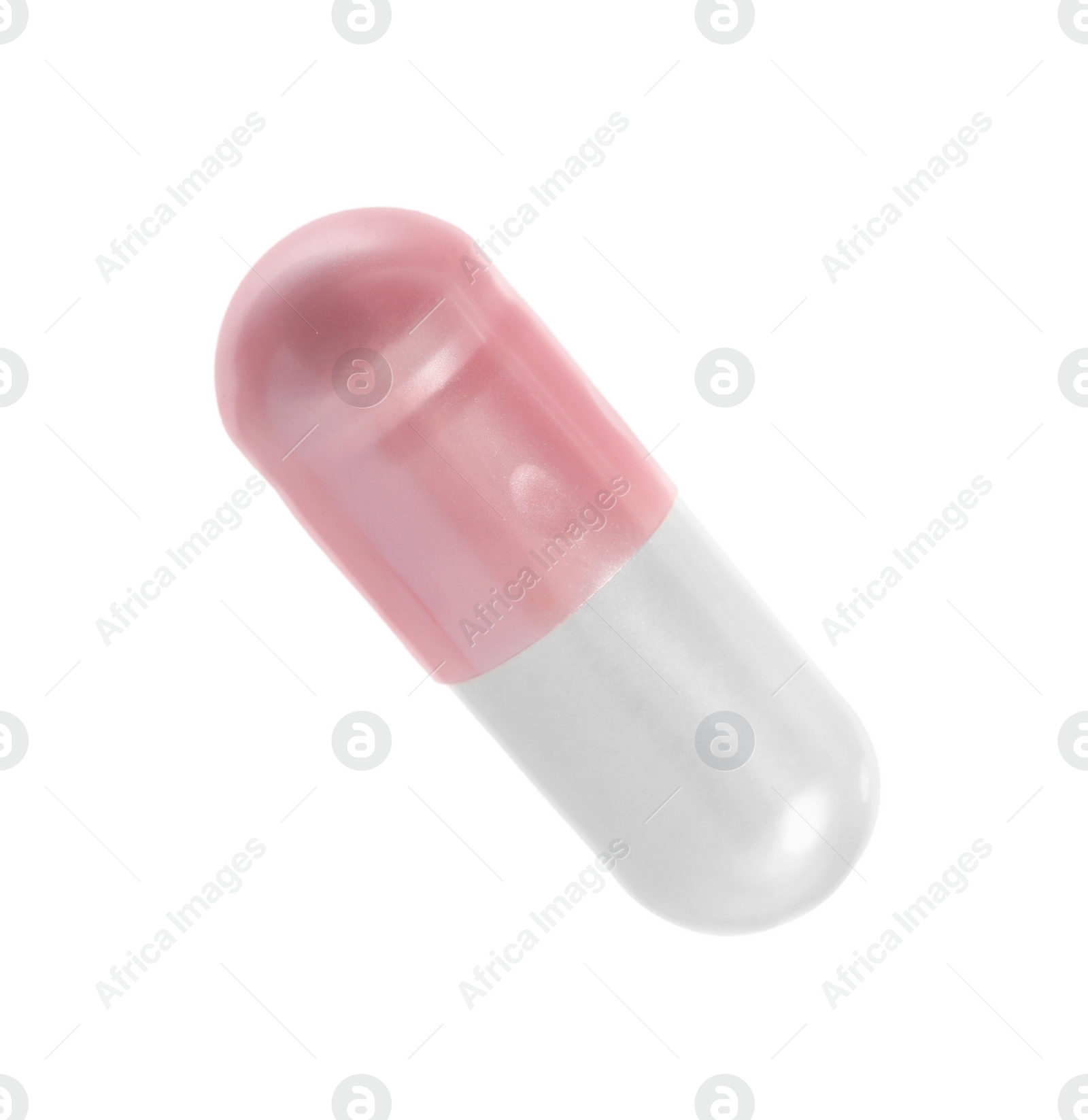 Photo of One pill isolated on white. Drug therapy