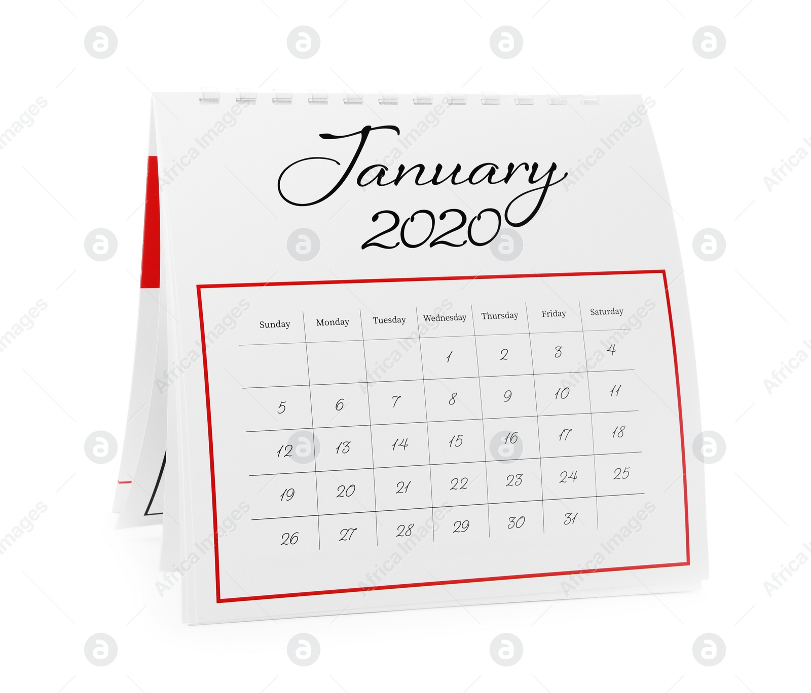 Photo of Paper calendar isolated on white. Planning concept