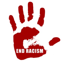 Illustration of End Racism. Hand print on white background