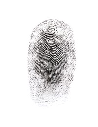 Black fingerprint made with ink on white background