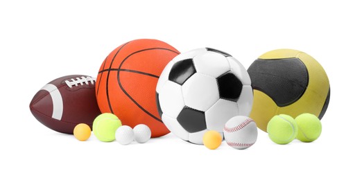 Many different sport balls isolated on white